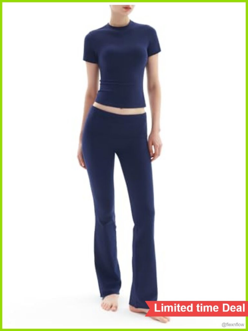 Women's 2 Piece Lounge Set Short Sleeve Top Flare Pants Matching Outfit